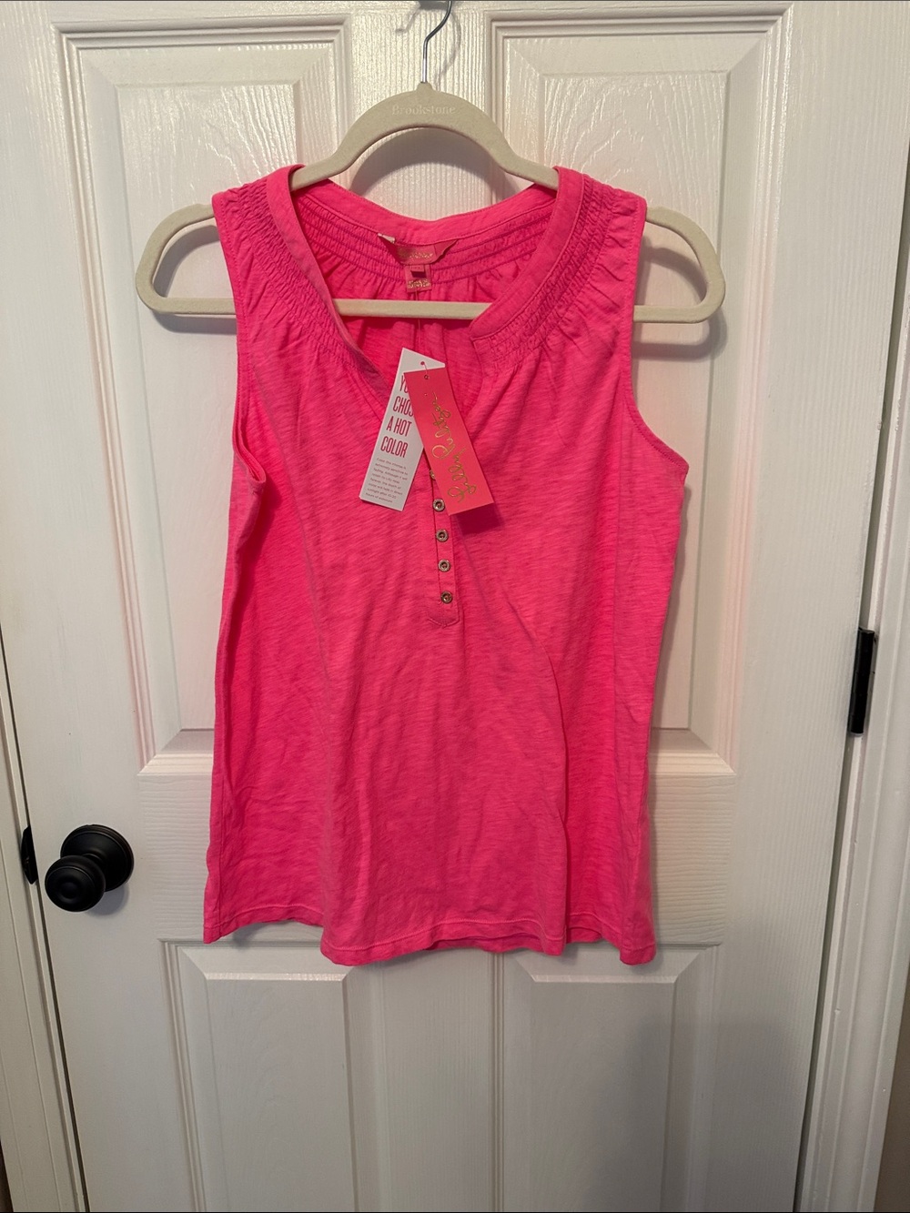 Lilly Pulitzer Hot Pink Sleeveless Henley Tank
